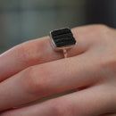 Black Tourmaline Adjustable Ring in Silver (Protection from Evil Eye)