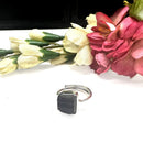 Black Tourmaline Adjustable Ring in Silver (Protection from Evil Eye)