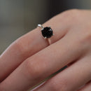 Black Tourmaline Adjustable Ring in Silver (Protection from Evil Eye)