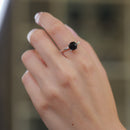 Black Tourmaline Adjustable Ring in Silver (Protection from Evil Eye)