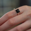 Black Tourmaline Adjustable Ring in Silver (Protection from Evil Eye)