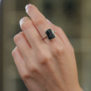 Black Tourmaline Adjustable Ring in Silver (Protection from Evil Eye)