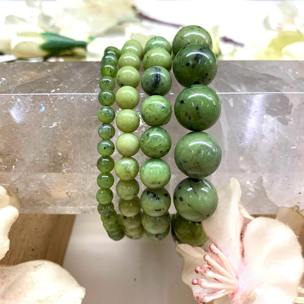 Canadian Nephrite Jade Round Bead Bracelet (Prosperity and Luck)