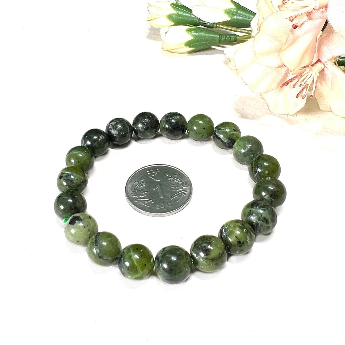 Canadian Nephrite Natural store Jade Bead Bracelet 6 mm Beads #254