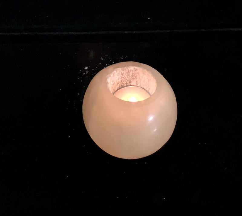 White Selenite Candle Holder - Round