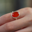 Carnelian Adjustable Ring in Silver