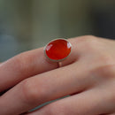 Carnelian Adjustable Ring in Silver