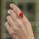 Carnelian Adjustable Ring in Silver