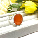 Carnelian Adjustable Ring in Silver