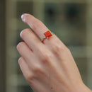 Carnelian Adjustable Ring in Silver
