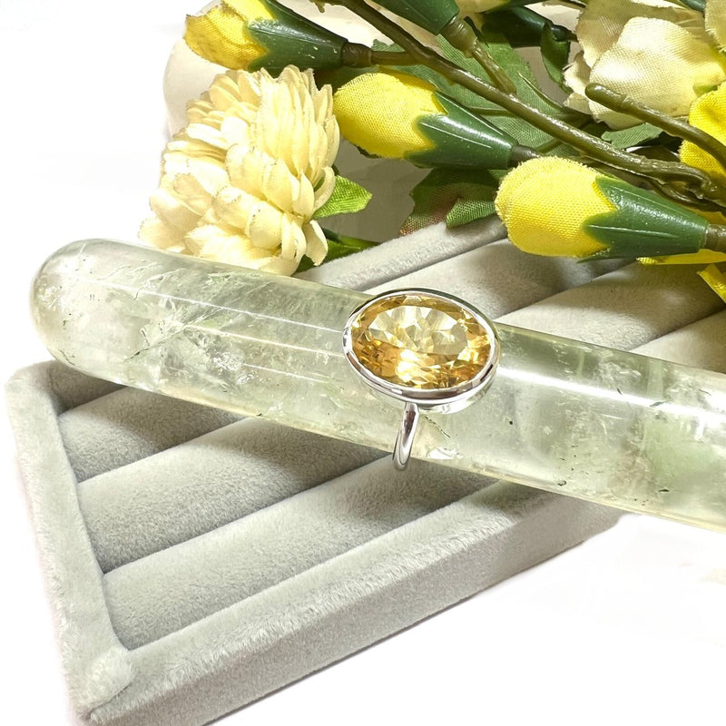 Citrine Adjustable Ring in Silver