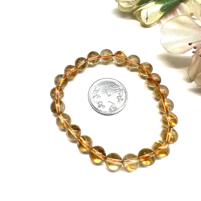 Natural Yellow Citrine Bracelet Untreated Beads