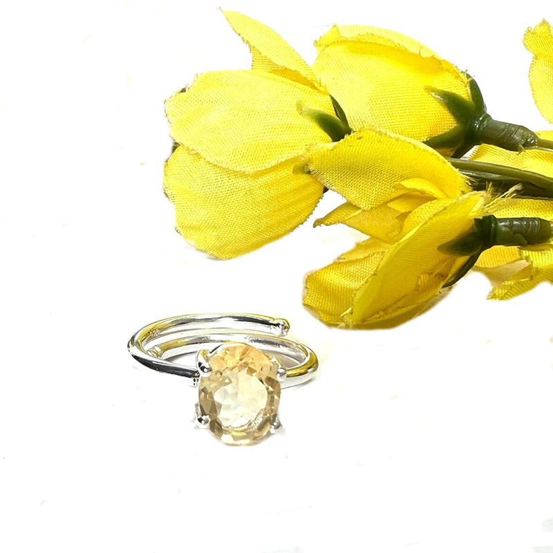 Citrine Adjustable Ring in Silver