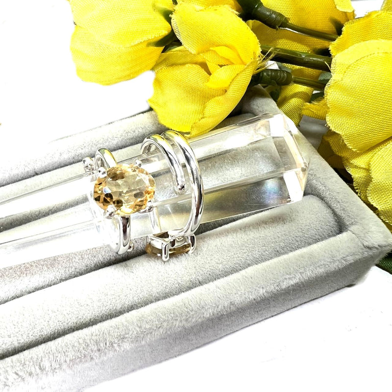 Citrine Adjustable Ring in Silver