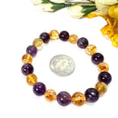 Citrine & Amethyst Round Bead Bracelet (Release Stress)