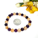 Citrine & Amethyst Round Bead Bracelet (Release Stress)