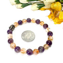 Citrine & Amethyst Round Bead Bracelet (Release Stress)
