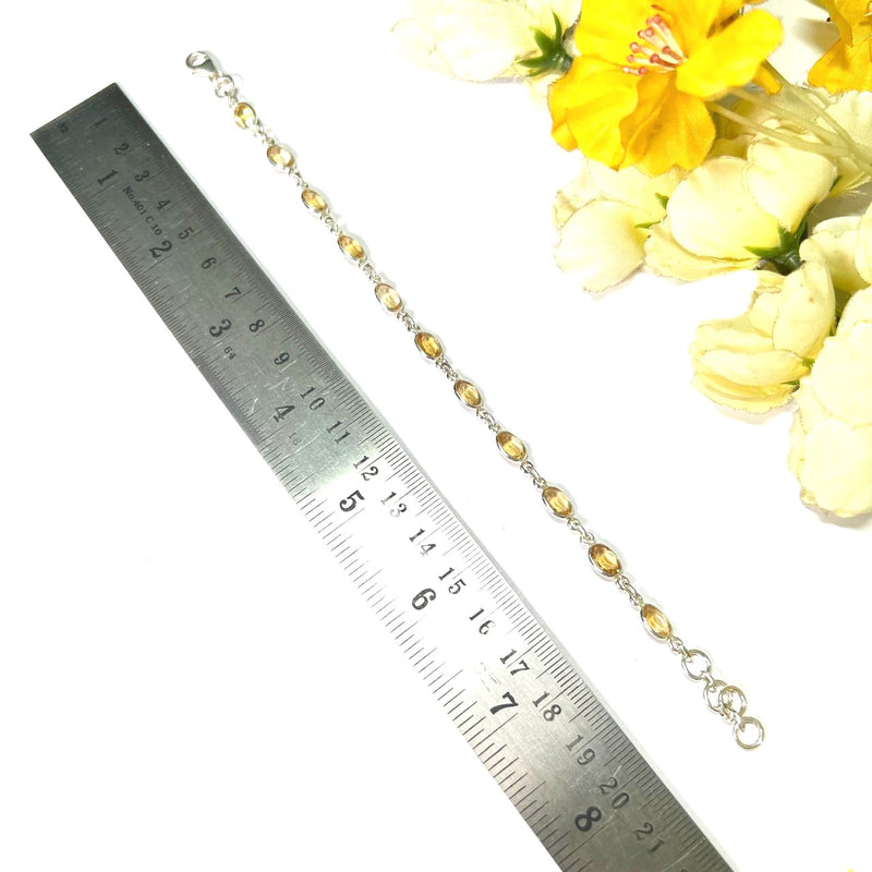 Citrine & Silver Linked Tennis Bracelet