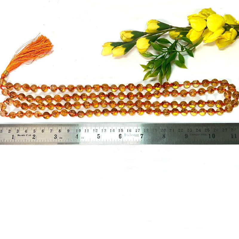 Citrine Round Beads Necklace Stone Mala (Career Growth)