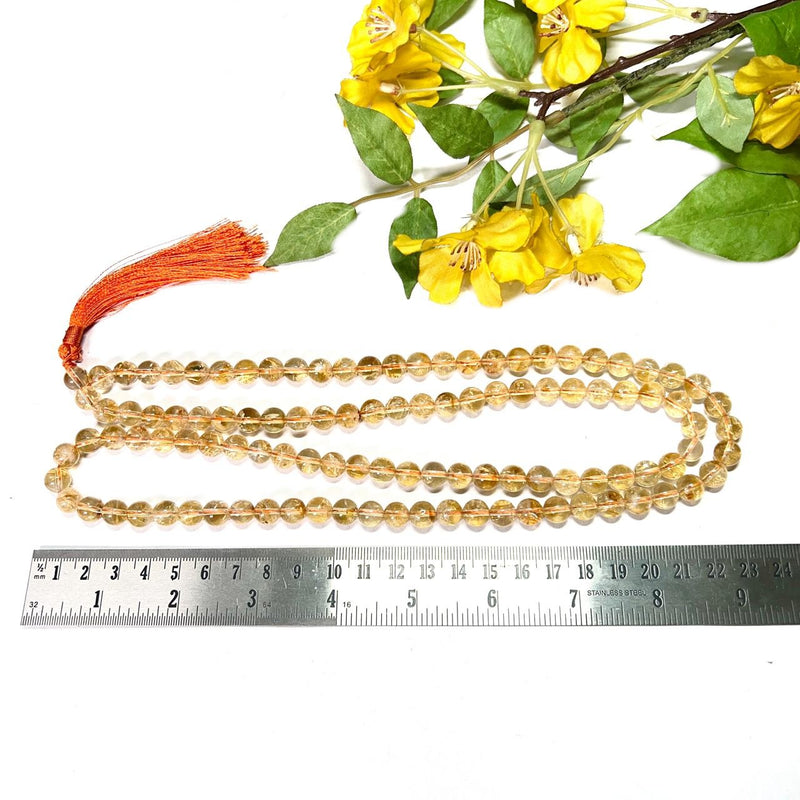 Citrine Round Beads Necklace Stone Mala (Career Growth)