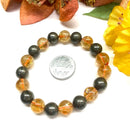 Citrine & Pyrite Round Bead Bracelet (Wealth and Money) Money Magnet Bracelet