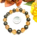 Citrine & Pyrite Round Bead Bracelet (Wealth and Money) Money Magnet Bracelet