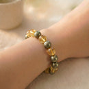 Citrine & Pyrite Round Bead Bracelet (Wealth and Money) Money Magnet Bracelet