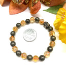 Citrine & Pyrite Round Bead Bracelet (Wealth and Money) Money Magnet Bracelet