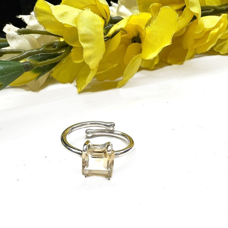 Citrine Adjustable Ring in Silver