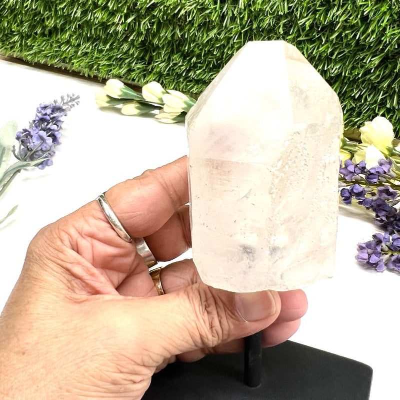 Clear Quartz Point on stand from Brazil