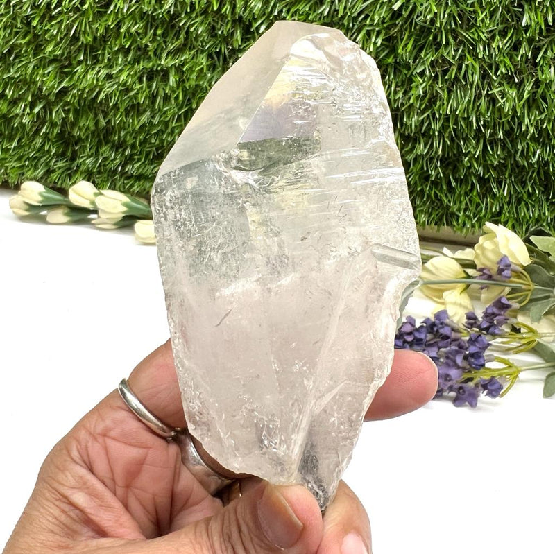 Clear Quartz Point on stand from Brazil