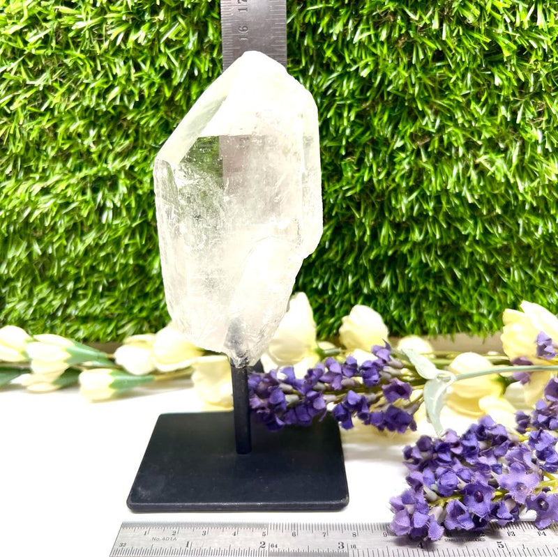 Quartz Point Stand Clear Quartz Point on stand from Brazil