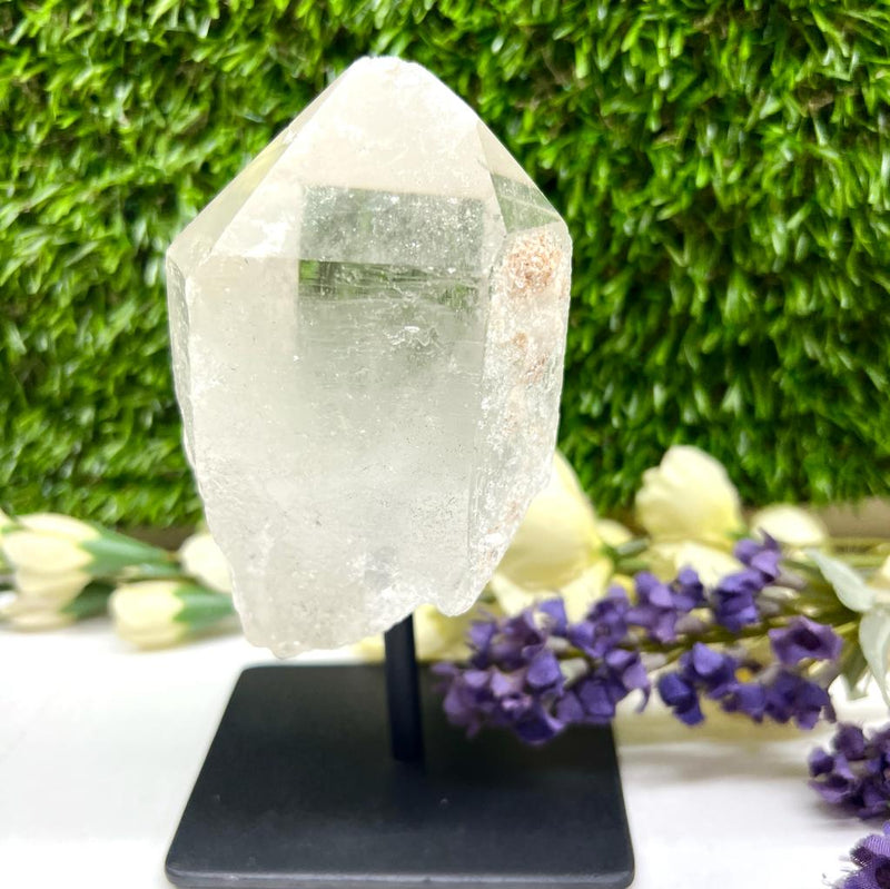 Quartz Point Stand Clear Quartz Point on stand from Brazil