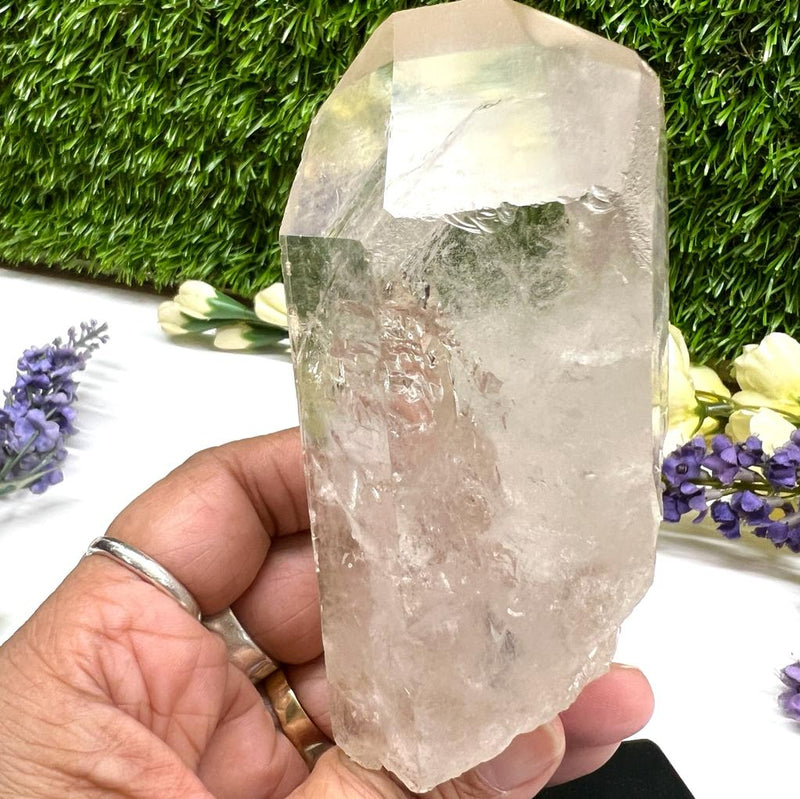 Quartz Point Stand Clear Quartz Point on stand from Brazil