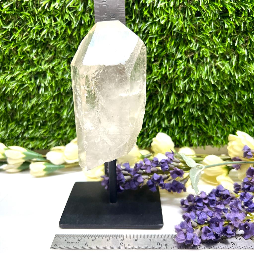 Quartz Point Stand Clear Quartz Point on stand from Brazil