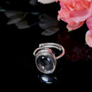 Clear Quartz Adjustable Ring in Silver