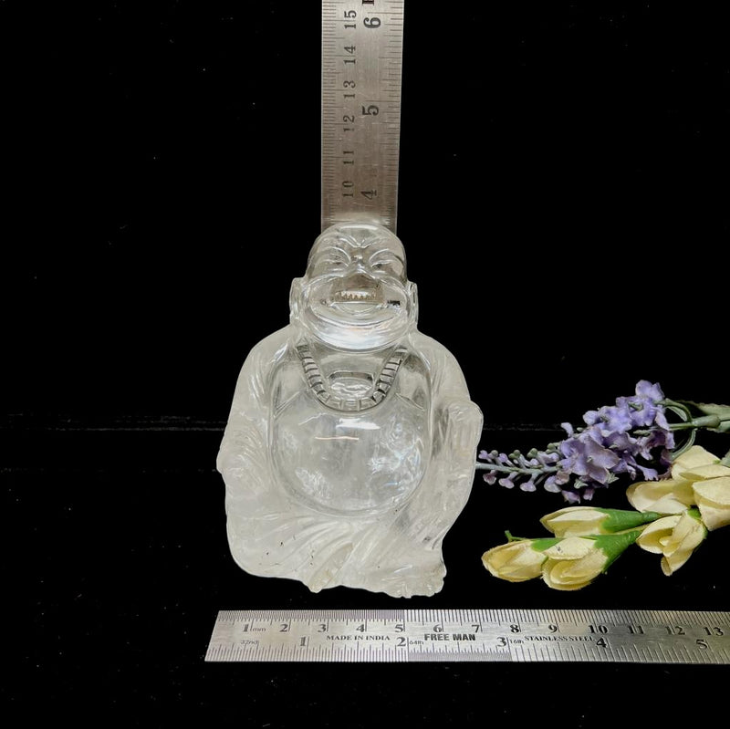 Clear Quartz Laughing Buddha (Luck and Wealth)