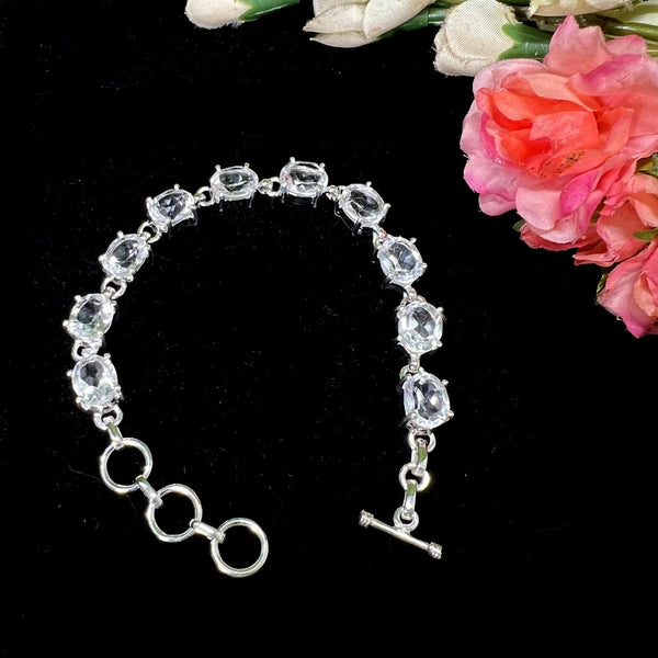 Clear Quartz & Silver Linked Tennis Bracelet (Amplify Energy)