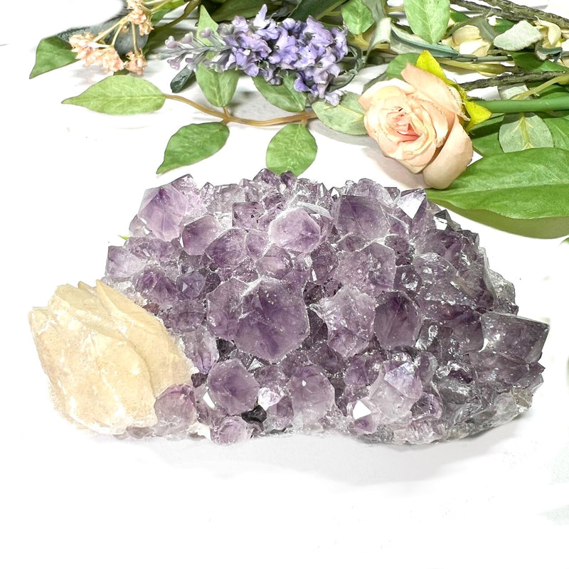 Amethyst Clusters with Calcite Flowers / Points (Remove negative energy)