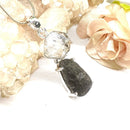 Colombianite and Herkimer Diamond Quartz Pendant in Silver