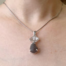 Colombianite and Herkimer Diamond Quartz Pendant in Silver