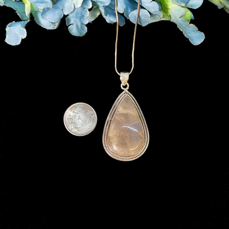 Cream Moonstone Premium Pendants in Silver (Divine feminine)