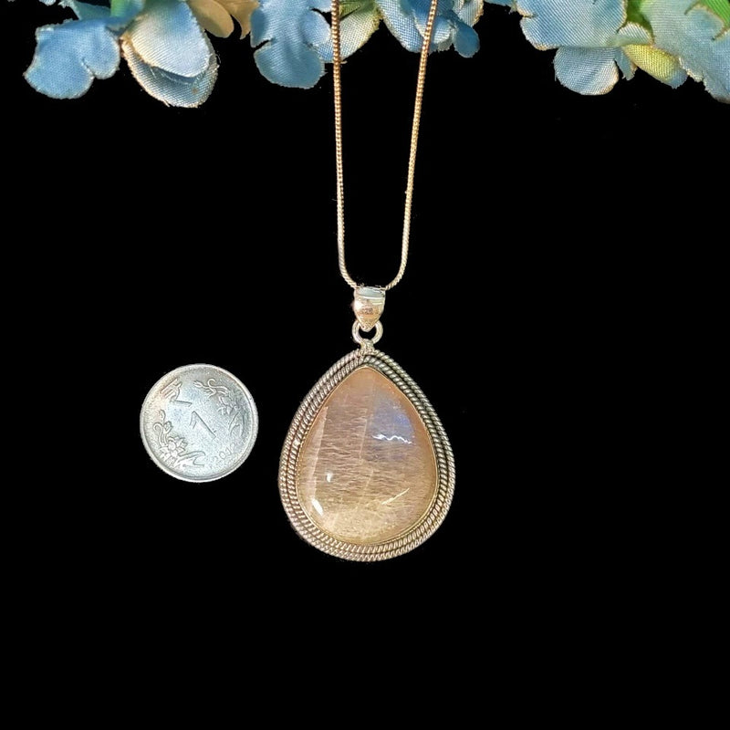 Cream Moonstone Premium Pendants in Silver (Divine feminine)