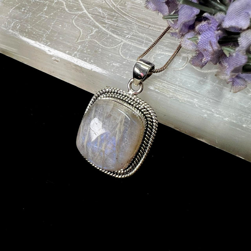 Cream Moonstone Premium Pendants in Silver (Divine feminine)