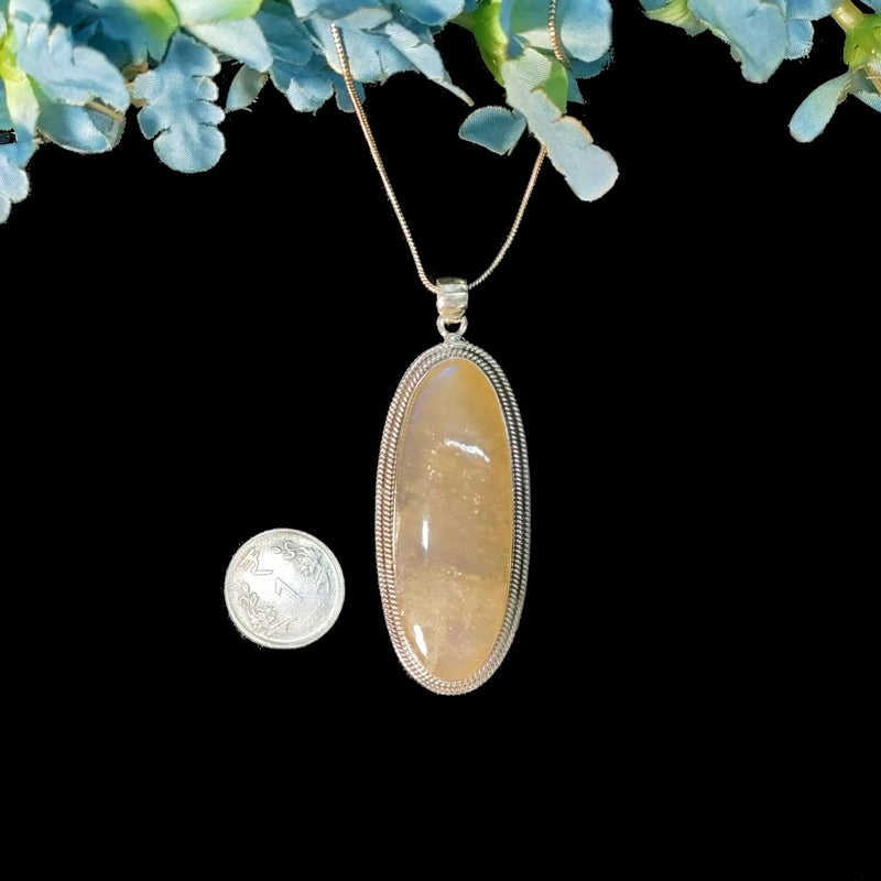 Cream Moonstone Premium Pendants in Silver (Divine feminine)