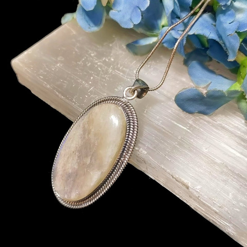 Cream Moonstone Premium Pendants in Silver (Divine feminine)