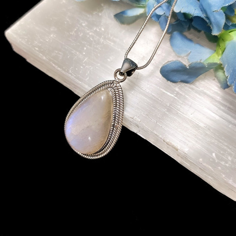 Cream Moonstone Premium Pendants in Silver (Divine feminine)