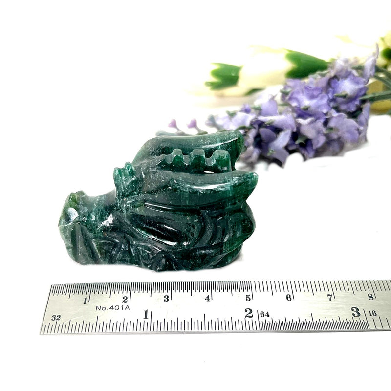 Dragon Head in Dark Green Aventurine