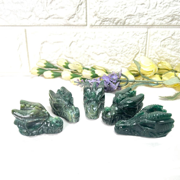 Dragon Head in Dark Green Aventurine