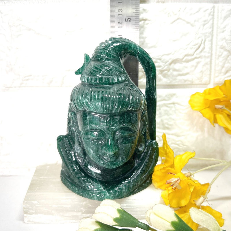 Shiva Head in Dark Green Aventurine